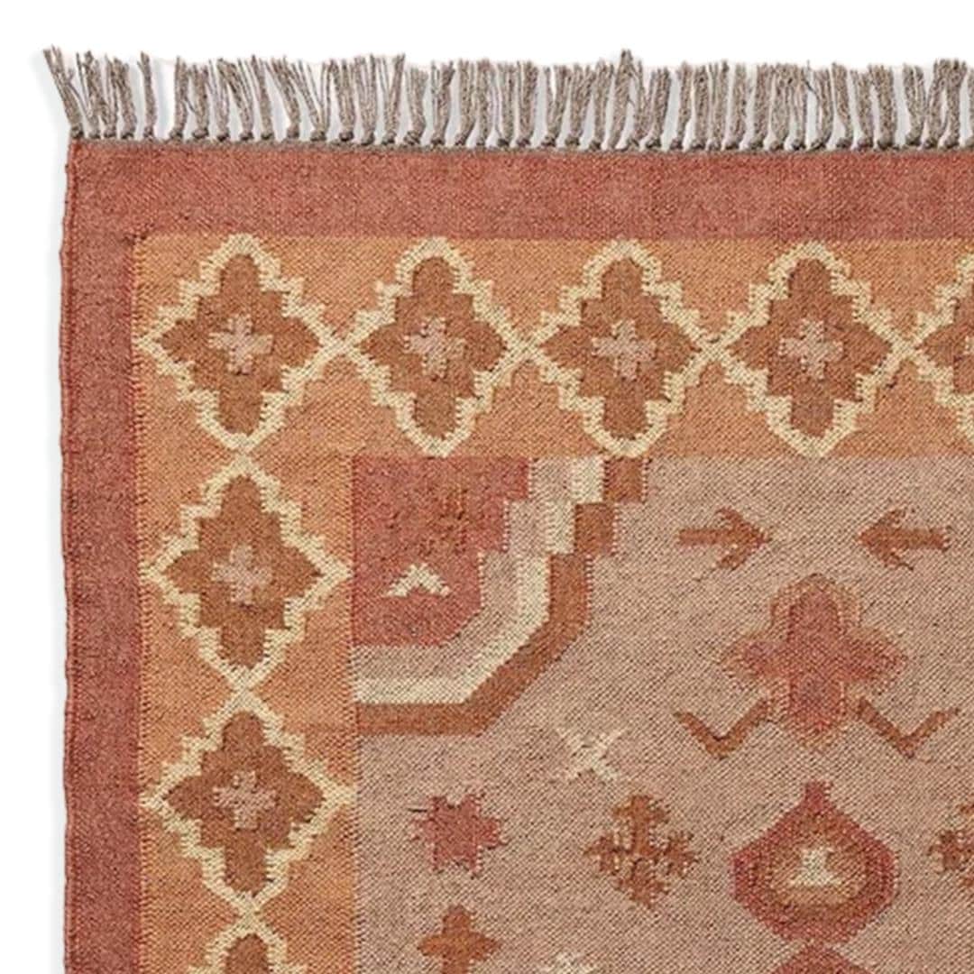 Handwoven Jute Kilim Dhurrie Rug – 5x8 ft (150x240 cm) | Vintage Oriental Boho Rug | Traditional Indian & Turkish Kelim | Custom Size Rug