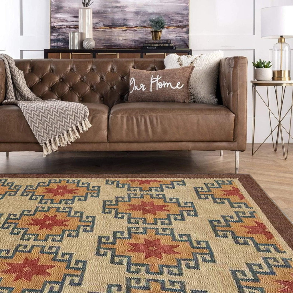 4x6 Ft Wool Jute Kilim Rug Handwoven Turkish Kilim Rug Bohemian Vintage Area Rug Indian Home Décor Kilim Rug Flatweave Rug