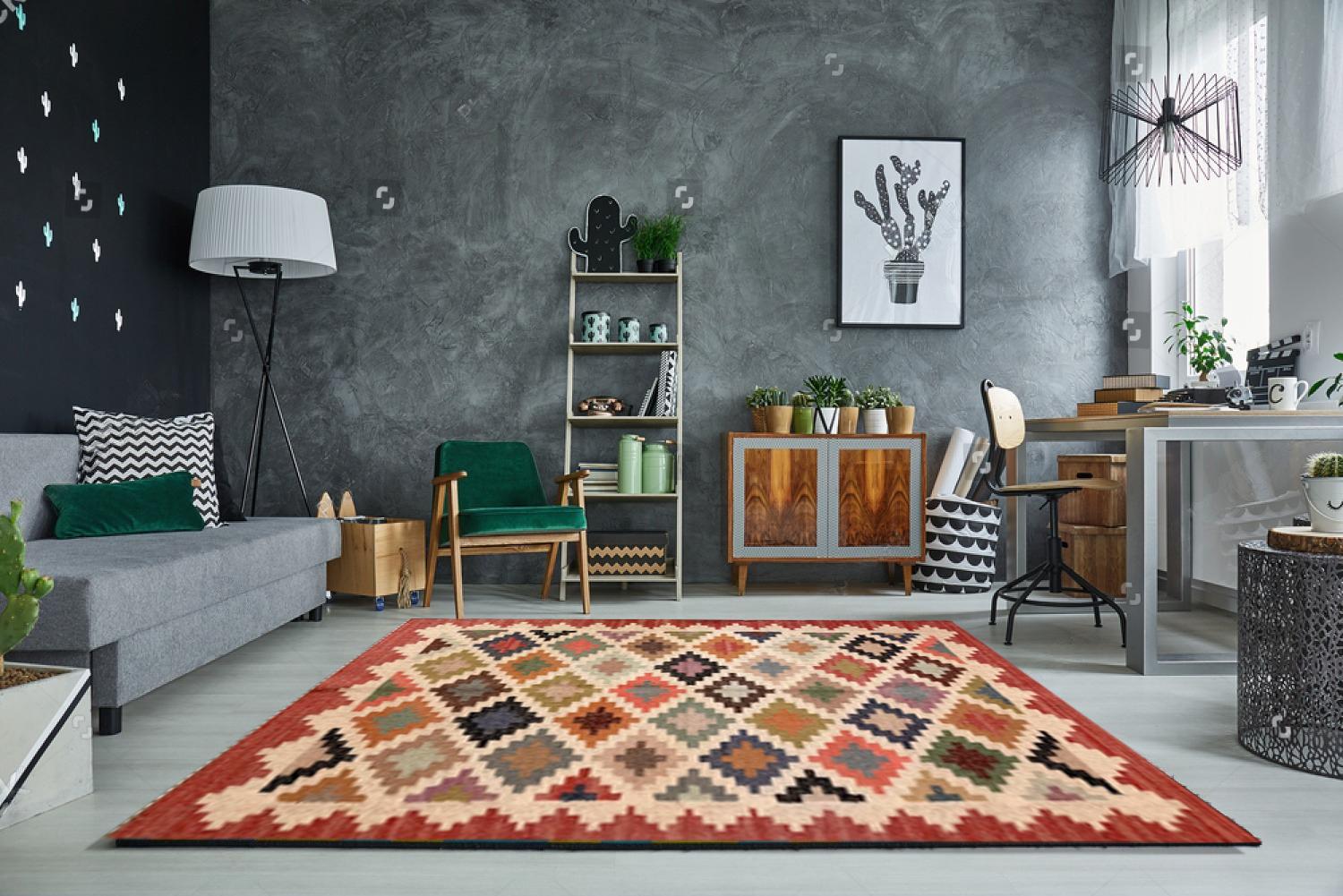 Handwoven Wool Jute Kilim Rug Flatweave Bohemian Rug Indian Dhurrie Rug Navajo Kilim Rug Custom Wool Jute Area Rug Home Decor