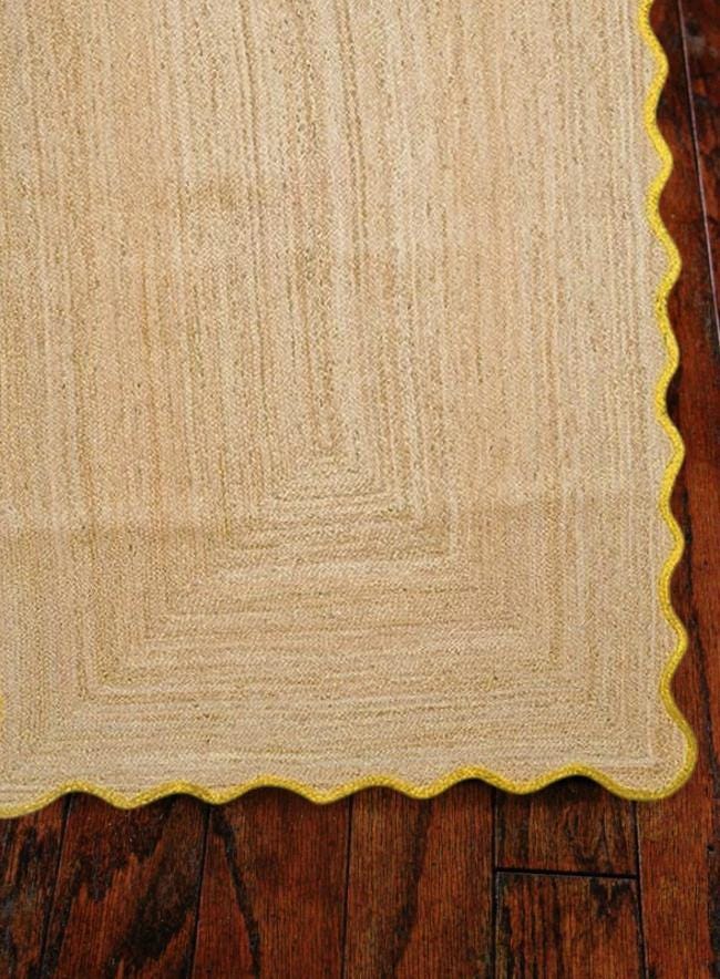 Natural Scalloped Jute Rug ,Handwoven Braided Jute Area Rug ,Scallop Pattern Rug,Custom Decorative Rug ,Boho Natural Jute Carpet