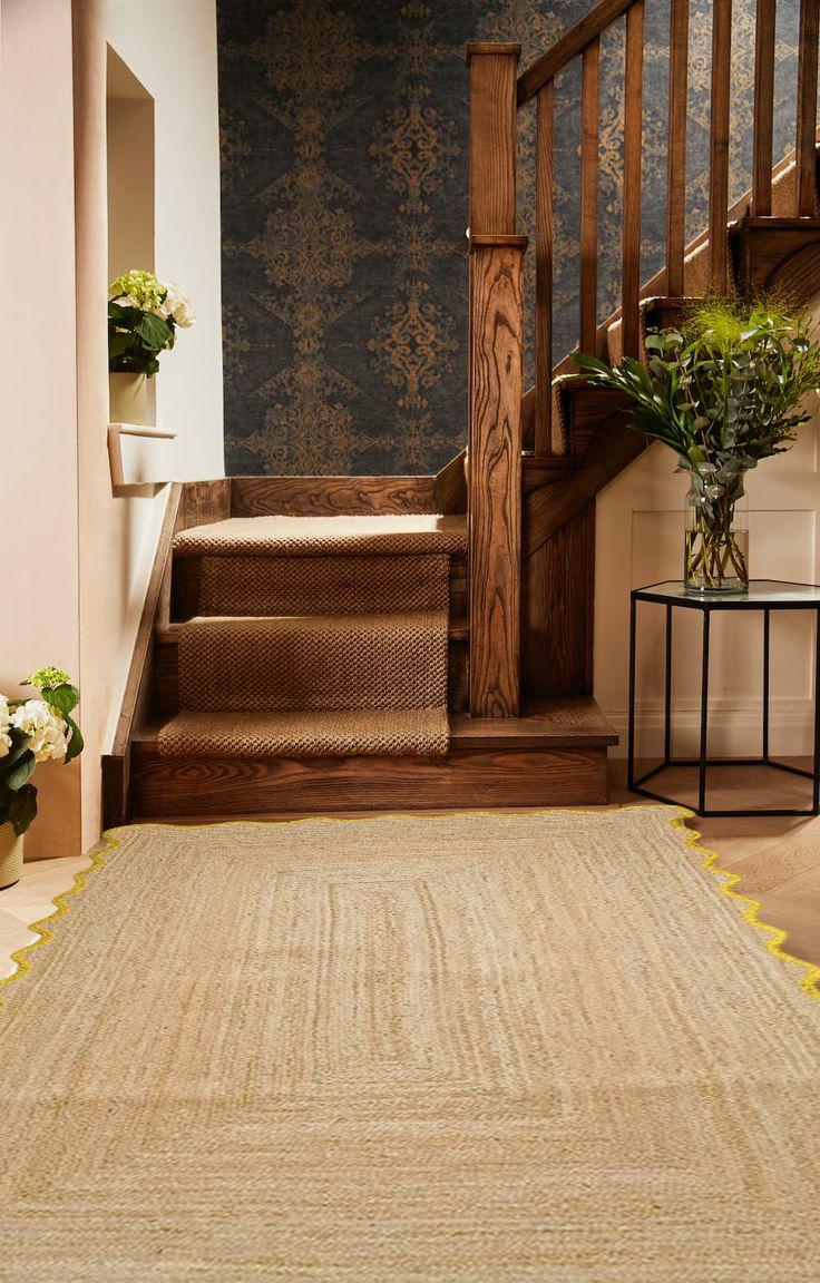 Natural Scalloped Jute Rug ,Handwoven Braided Jute Area Rug ,Scallop Pattern Rug,Custom Decorative Rug ,Boho Natural Jute Carpet