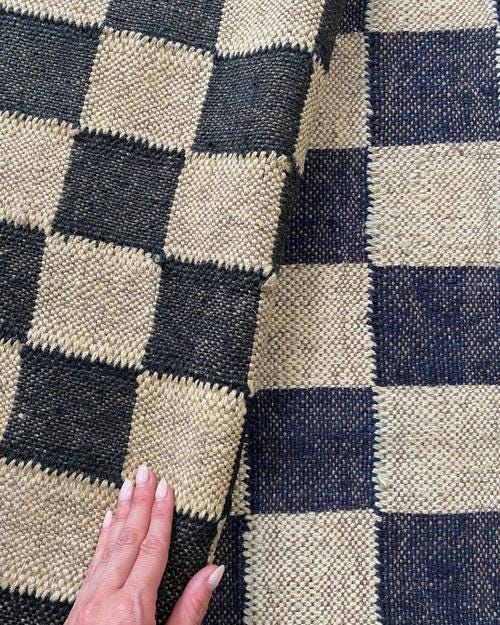 Checkered Jute Rug, Custom Size Runner Rug, Hallway Runner, Boho Jute Rug,5x7 Wool Jute Kilim Handmade Checkered Jute Rug