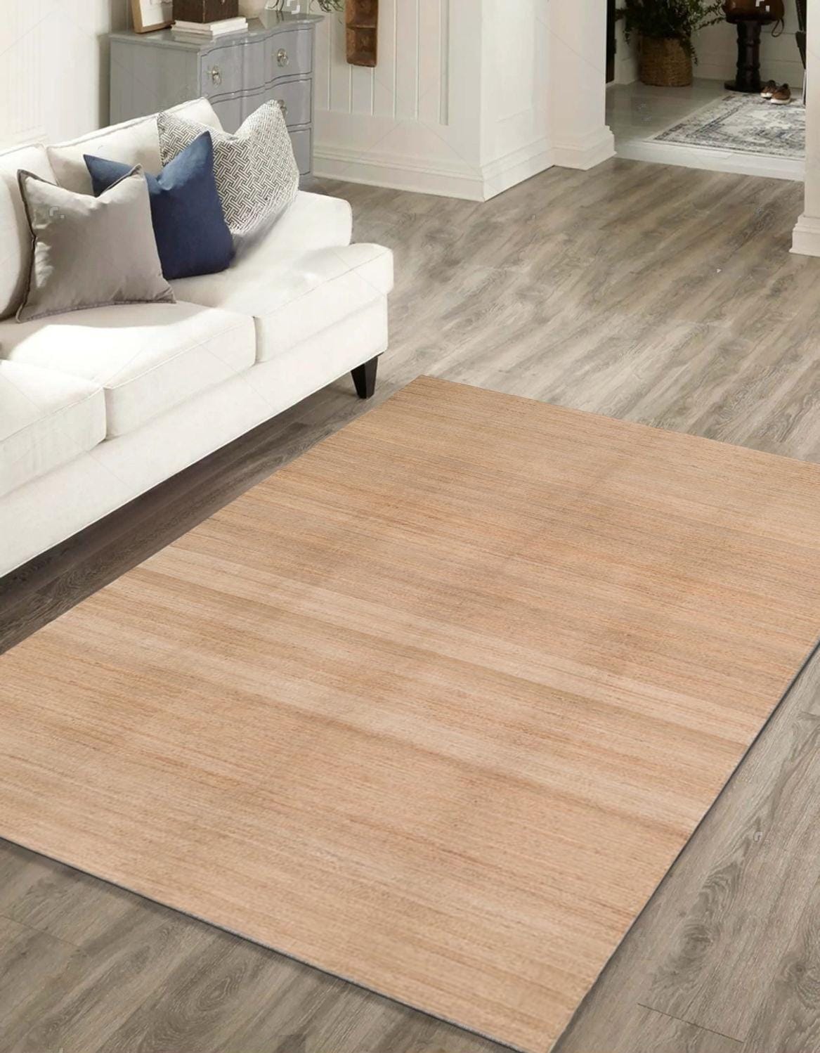 Handwoven Jute Area Rug for Living Room,Handwoven, Wool and Jute Rug Handmade, Kilim Dhurrie Rug, Traditional Indian jute Area rug