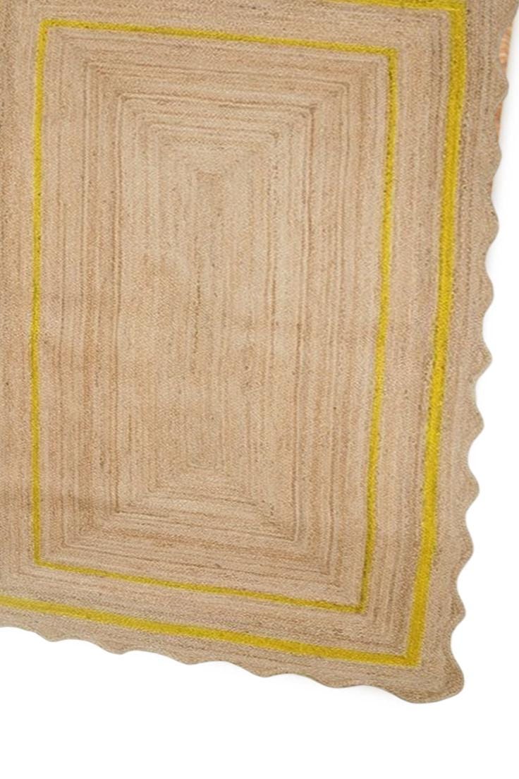 Scalloped Jute Rug, Handwoven Braided Natural Fiber Rug, Boho Area Carpet, Rustic Home Decor, Custom Rug