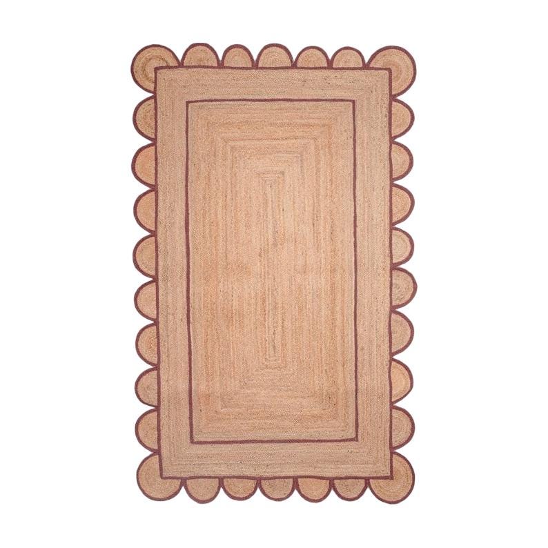 Indian Handmade Natural Beige Scandinavian Rug, Box Pattern Jute Rug, Ivory Beige Handmade, 100% Natural Jute Carpet, Eco Friendly Rug