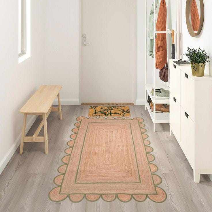 Handmade Jute Rug, Natural Braided Jute Area Rug, Custom Size Large Rectangle Carpet, Boho Decor Living Room Jute Rug