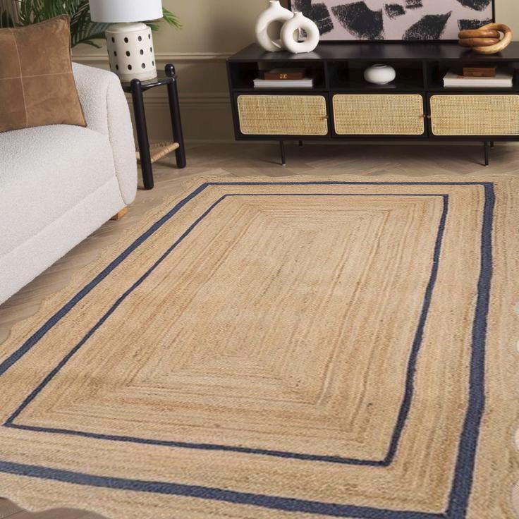 Natural Jute Rug, Handwoven Rectangle Jute Area Rug, Custom Size Boho Decor Carpet ,4x7 ,5x7, 8x11, 9x12 Rug