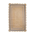 Boho Scalloped Jute Rug, Handwoven Natural Fiber Area Carpet, Rustic Home Decor Rug, Custom Sizes Available