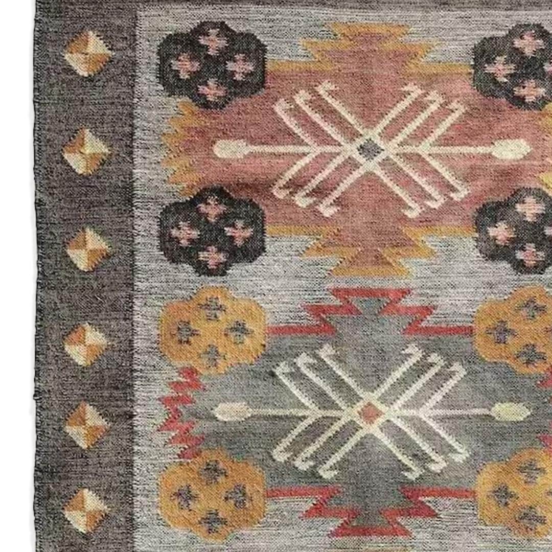 5x8 Wool Jute Kilim Rug | Handmade Vintage Area Rug | Boho Home Decor | Custom Size Available