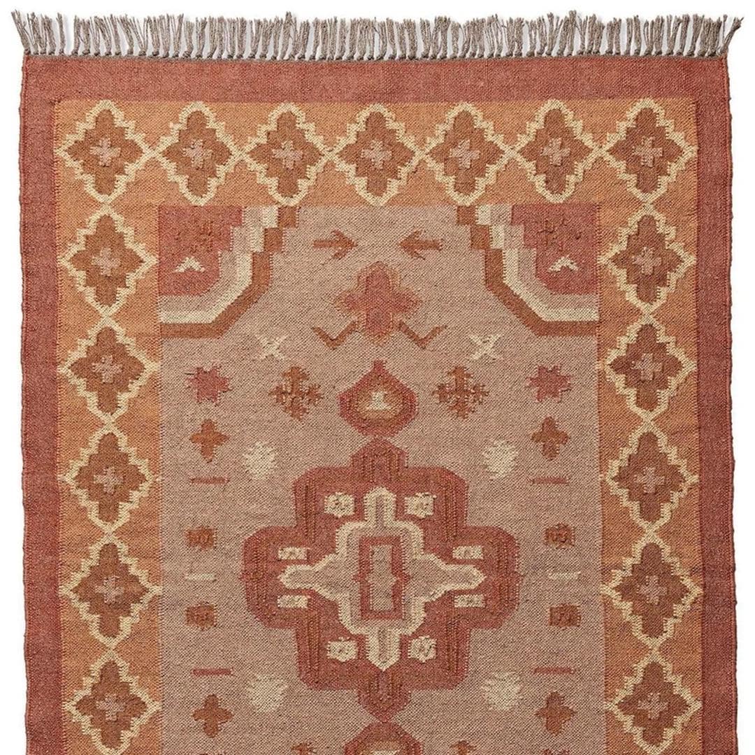 Handwoven Jute Kilim Dhurrie Rug – 5x8 ft (150x240 cm) | Vintage Oriental Boho Rug | Traditional Indian & Turkish Kelim | Custom Size Rug