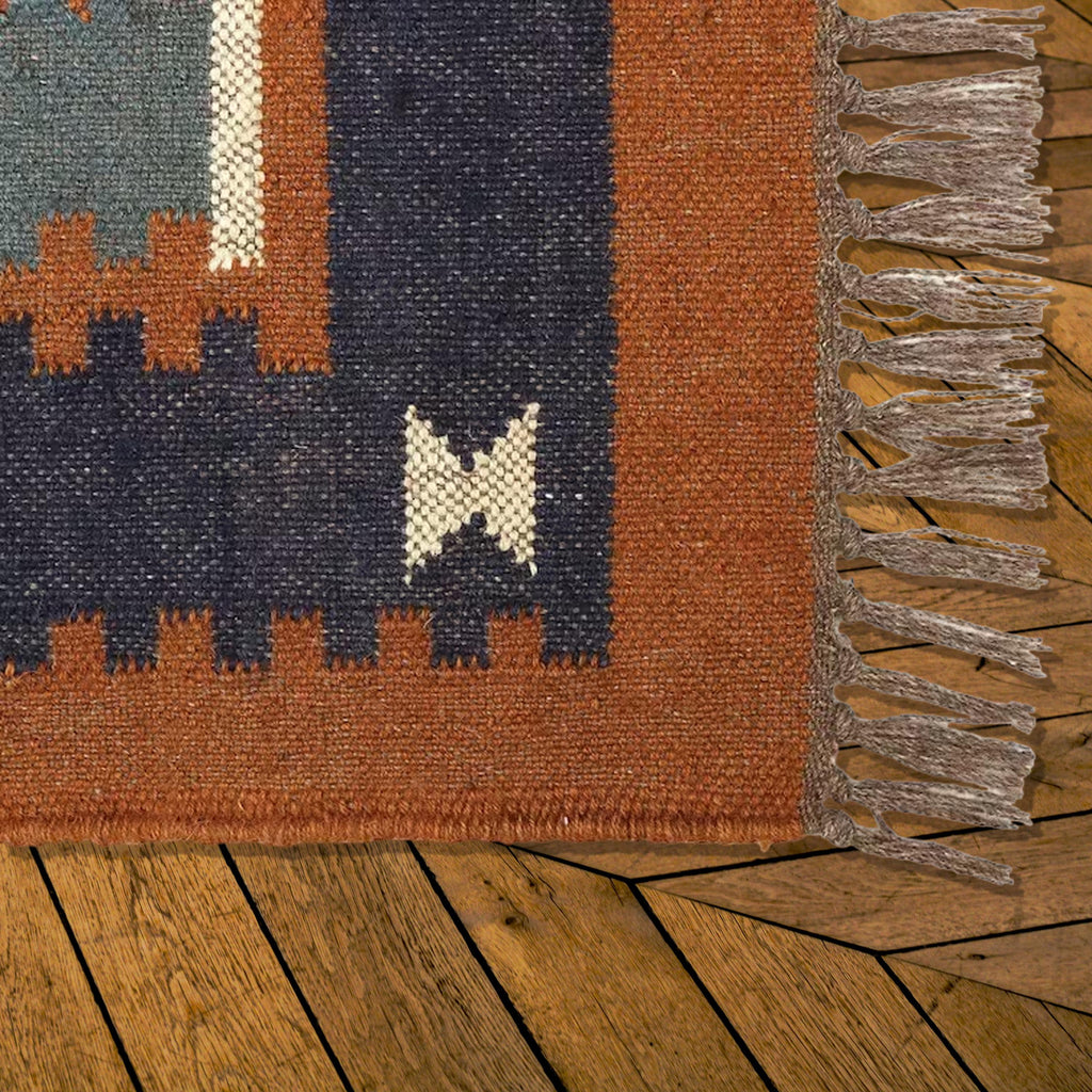 Handwoven Kilim Rug, Handmade Wool and Jute Dhurrie, Traditional Indian Jute Area Rug, Wool and Jute Rug Handmade, Kilim Dhurrie Rug