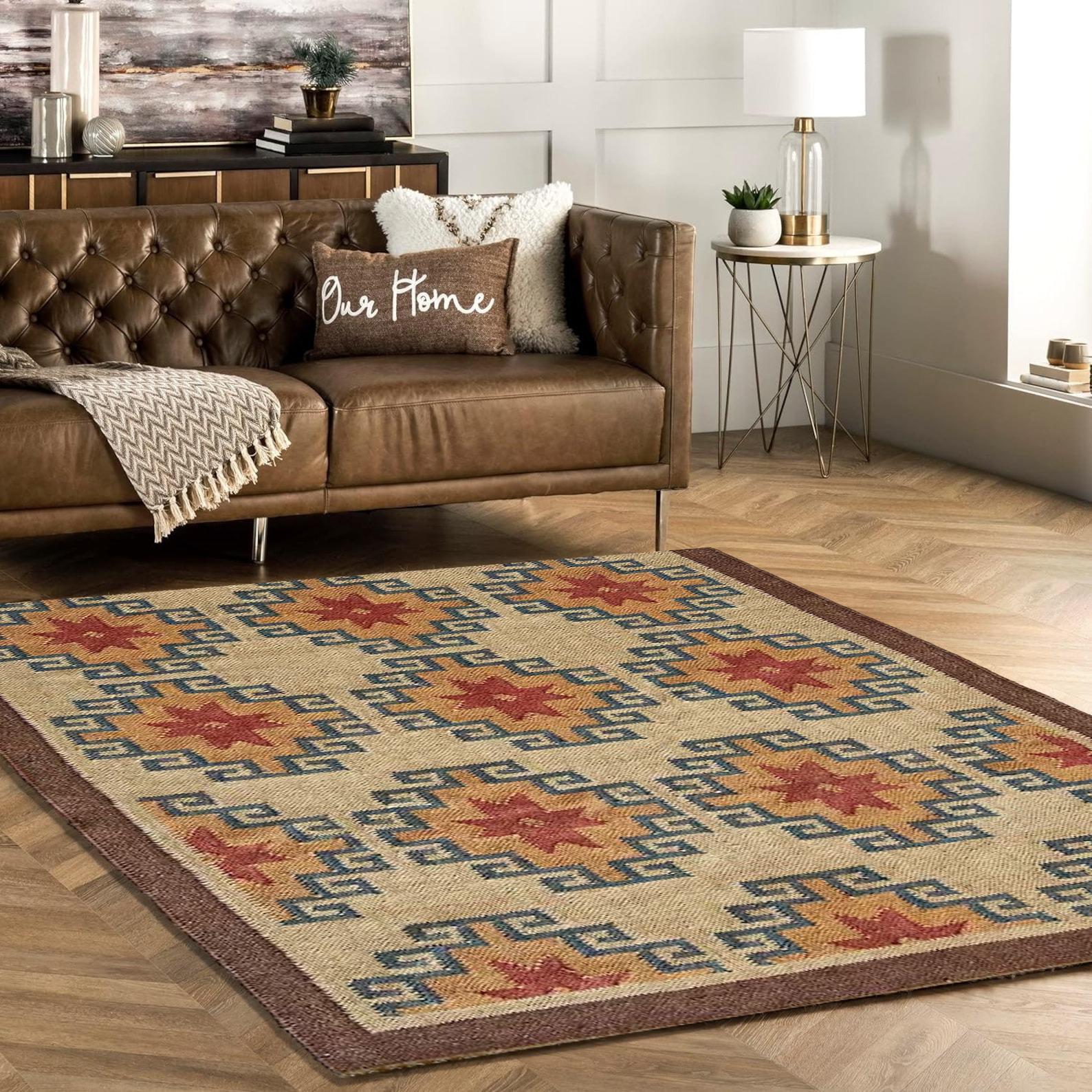 4x6 Ft Wool Jute Kilim Rug Handwoven Turkish Kilim Rug Bohemian Vintage Area Rug Indian Home Décor Kilim Rug Flatweave Rug