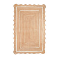 Natural Jute Rug Scalloped Wavy Edge Rug Handwoven Bohemian Jute Carpet Rectangular Custom Size Jute Area Rug Rustic Home Decor