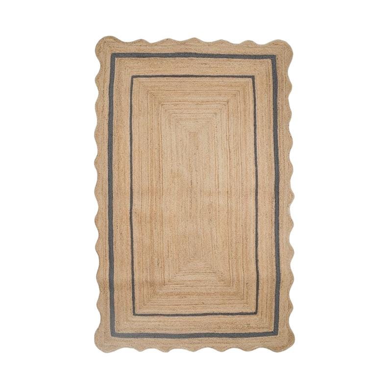 Natural Jute Scallop Rug, Jute Scallop Braided Rug Bohemian Jute Rug Rectangular Jute Rug, Boho Decor Rug, Jute Area Rug, Square Jute rug