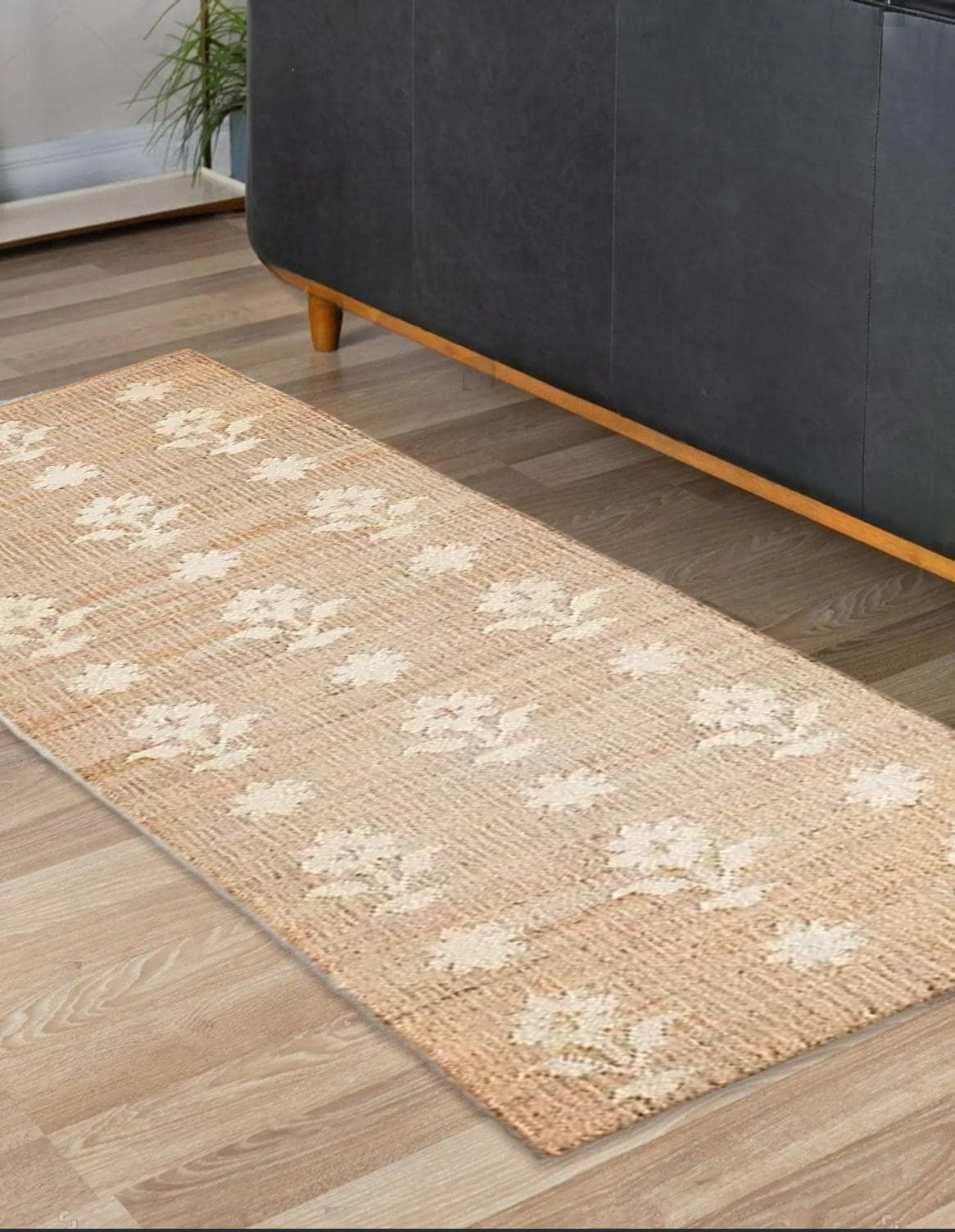 6X9 FT White Custom Runner Home Decor Jute Floral Design Rug, 6X9 FT White Custom Runner, Home Decor Jute Floral Design Rug