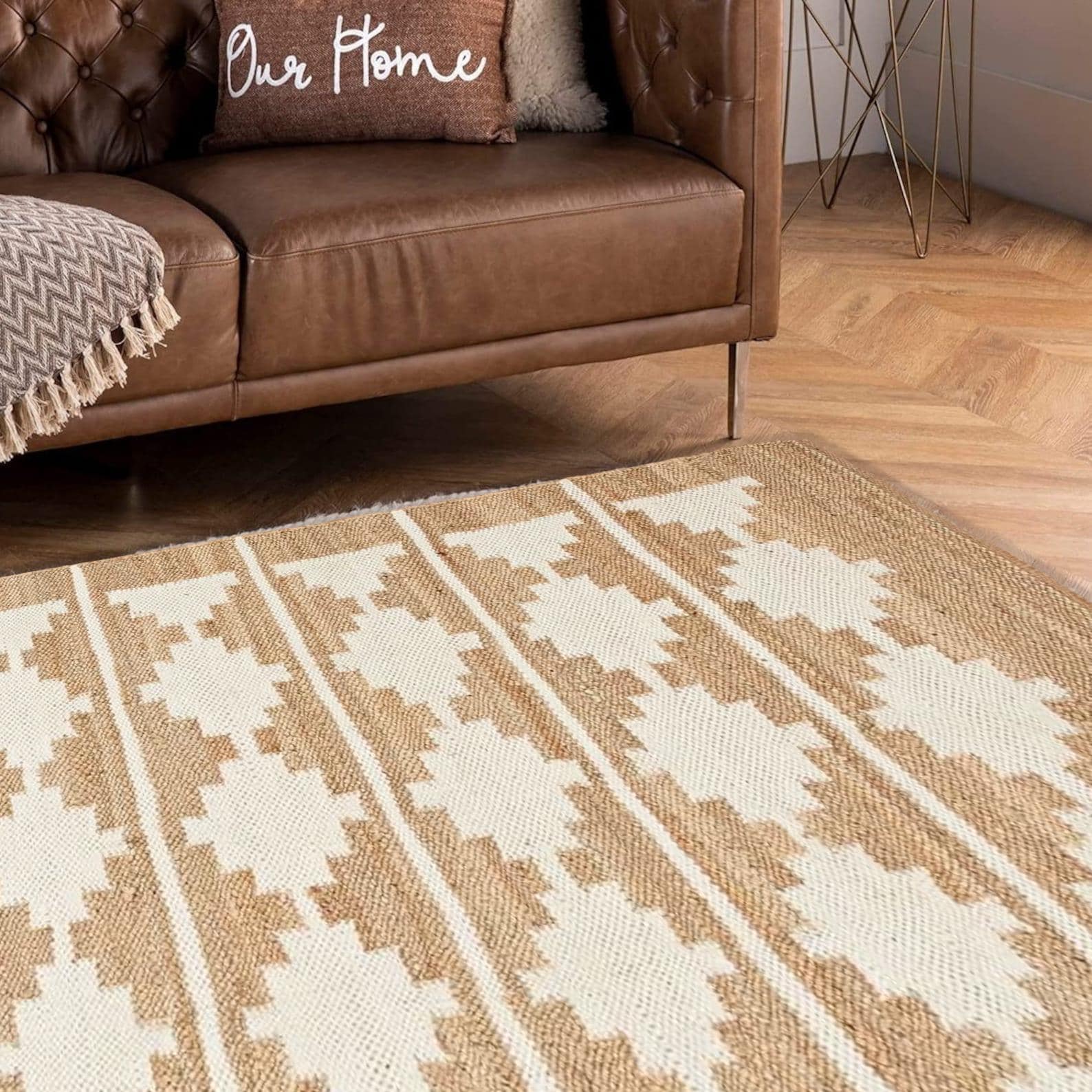 5x8, 9x12, 8x10 Ft Jute Rug, Ivory Diamond Natural Jute, Handmade Woven Natural Jute Rugs, Jute Bed Side Rug, Jute Area Runner, Traditional