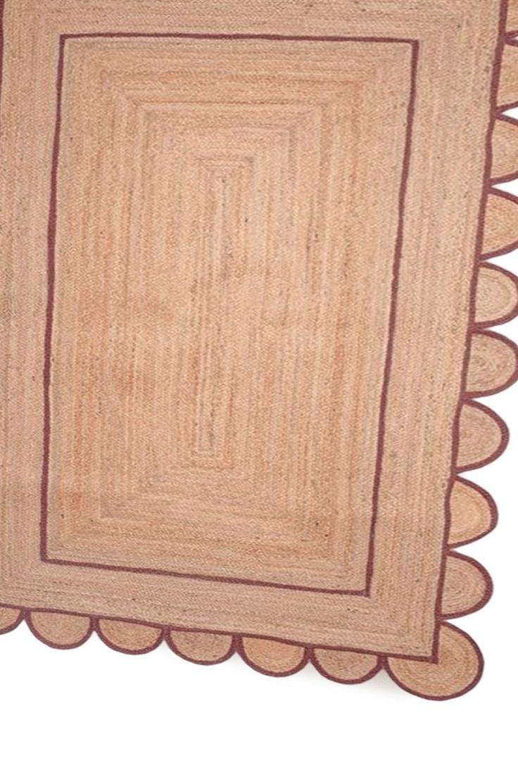 Indian Handmade Natural Beige Scandinavian Rug, Box Pattern Jute Rug, Ivory Beige Handmade, 100% Natural Jute Carpet, Eco Friendly Rug