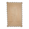 Scalloped Jute Rug, Bohemian Wave Edge Jute Area Rug, Natural Handwoven Rectangular Jute Carpet ,Custom Size Boho Decor Rug