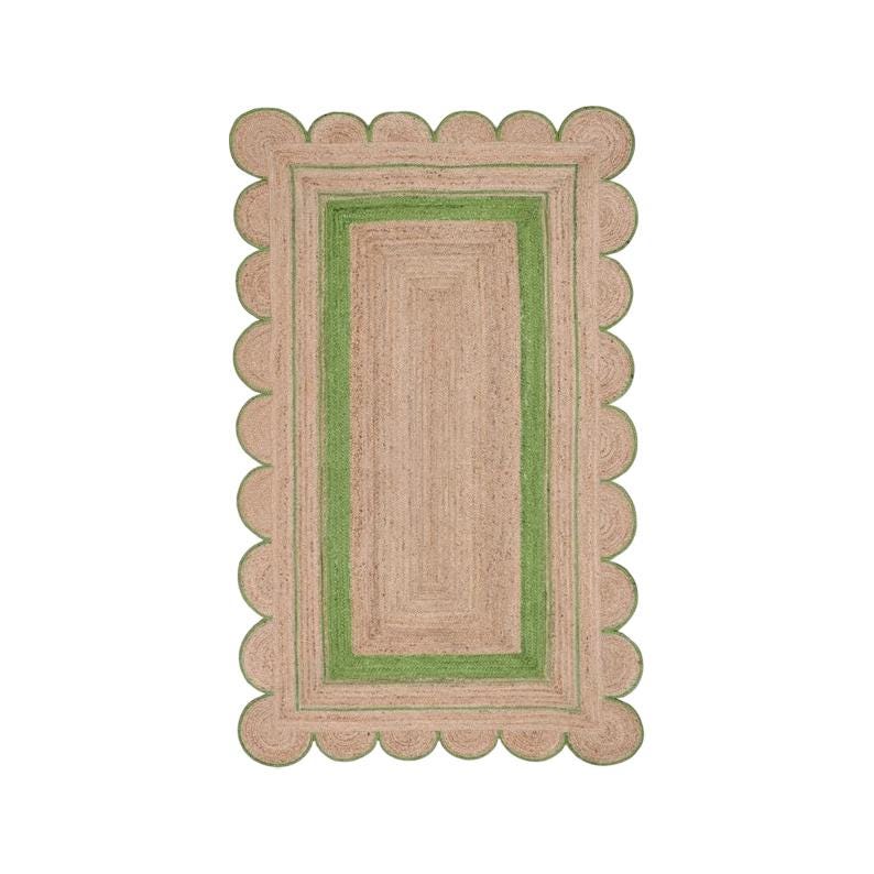 Natural Scalloped Jute Rug, Handwoven Boho Area Carpet, Scallop Edge Jute Rug, Custom Rustic Home Decor