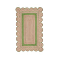 Natural Scalloped Jute Rug, Handwoven Boho Area Carpet, Scallop Edge Jute Rug, Custom Rustic Home Decor