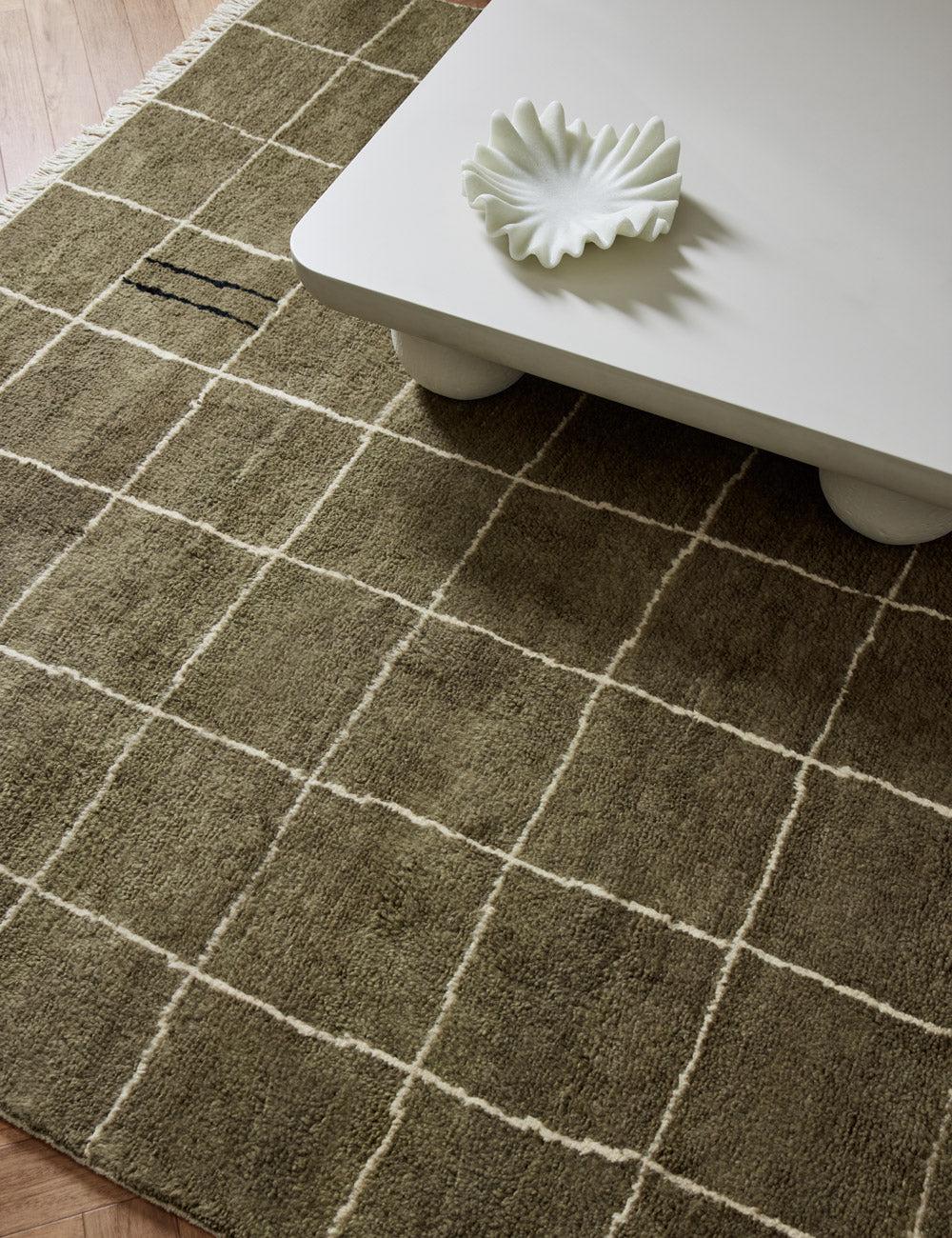 Checkered Rug Checkerboard Carpet, Green Grid Design Carpet, Home Decor Grid Checkerboard Rug
