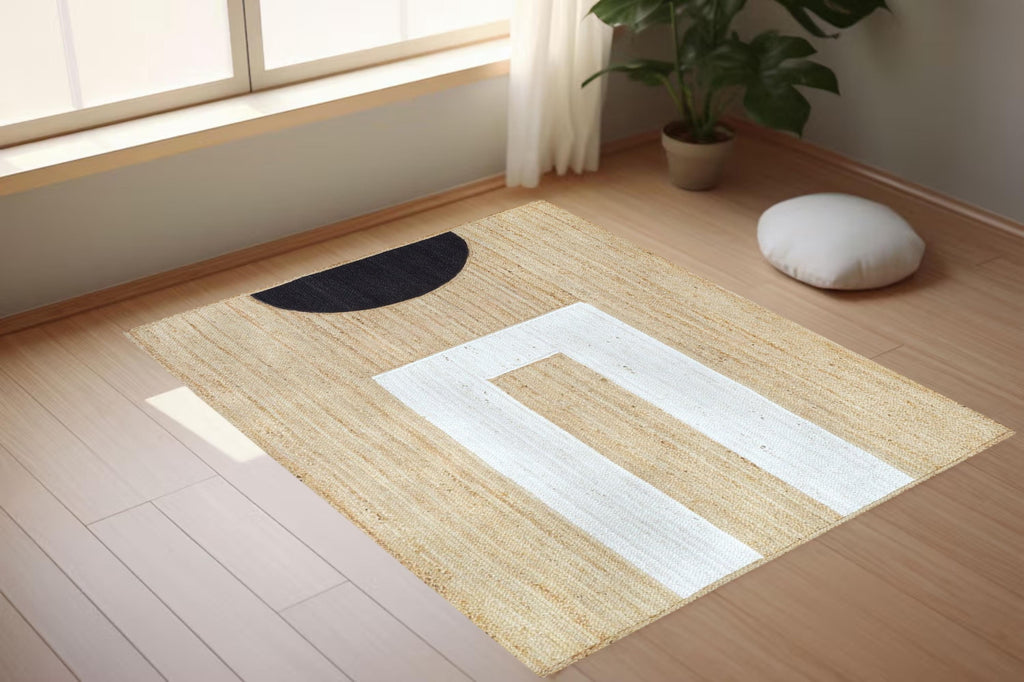 Natural Modern Jute High Quality Hand Woven Modern Boho Style Rug,Wool Jute kilim Rug - Handmade Kilim Dhurrie Rug