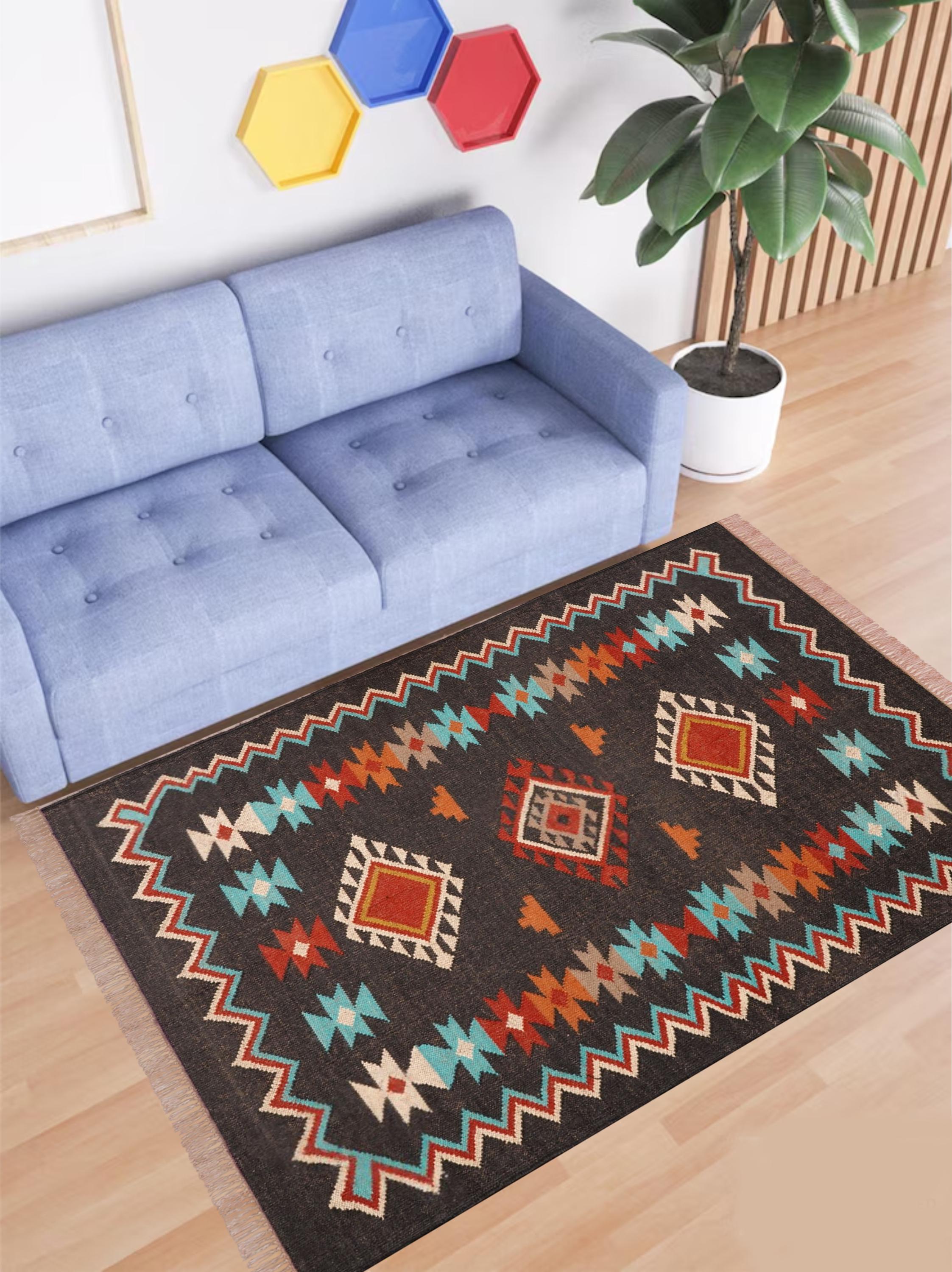 Navajo Kilim Runner Rug, Home Décor Rug, Bohemian Kilim Rug, Vintage Area Kilim Rug, Indian Rug, Handwoven Wool Jute Rug