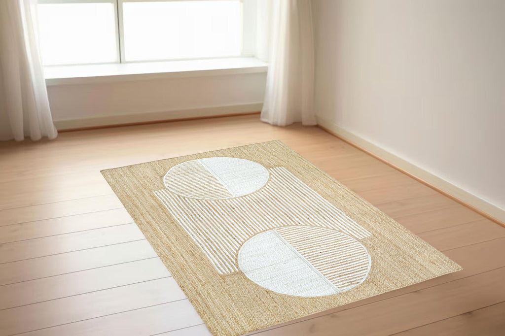 Modern Jute Rug, Natural Jute Rug, Boho Area Decor, Custom Size Carpet, Geometric Jute Mat, Bohemian Floor Rug, Handmade Jute Rug