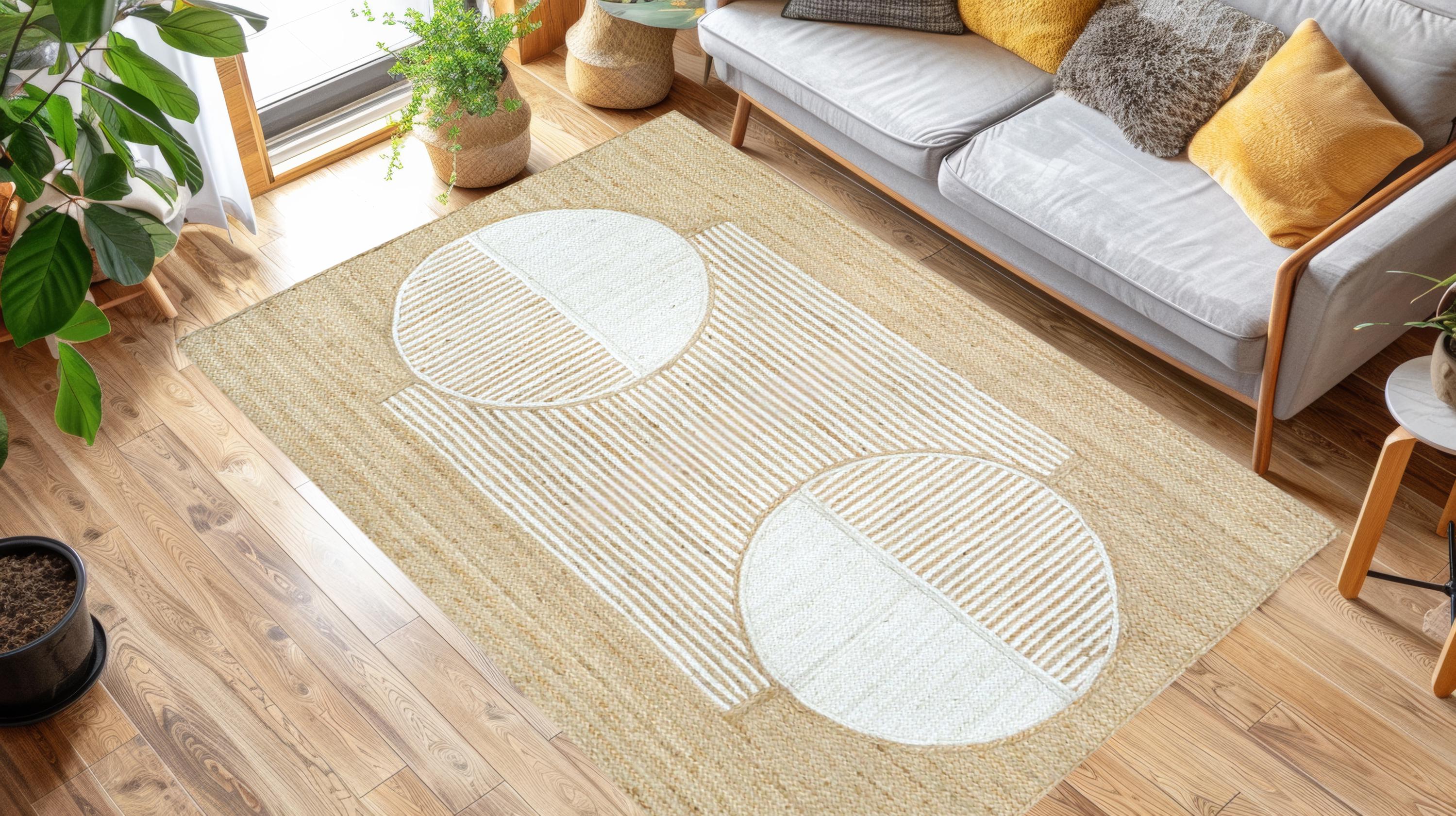 Modern Jute Rug, Natural Jute Rug, Boho Area Decor, Custom Size Carpet, Geometric Jute Mat, Bohemian Floor Rug, Handmade Jute Rug