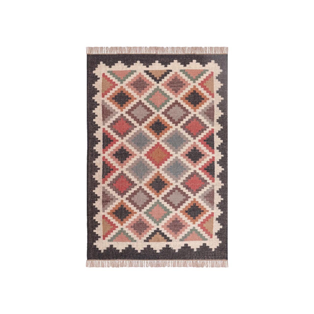 Wool Kilim Rug, Navajo Runner Rug, Aztec Jute Rug, Handmade Accent Rug, Indoor Outdoor Rug, Bedroom Carpet, Boho Wool Rug