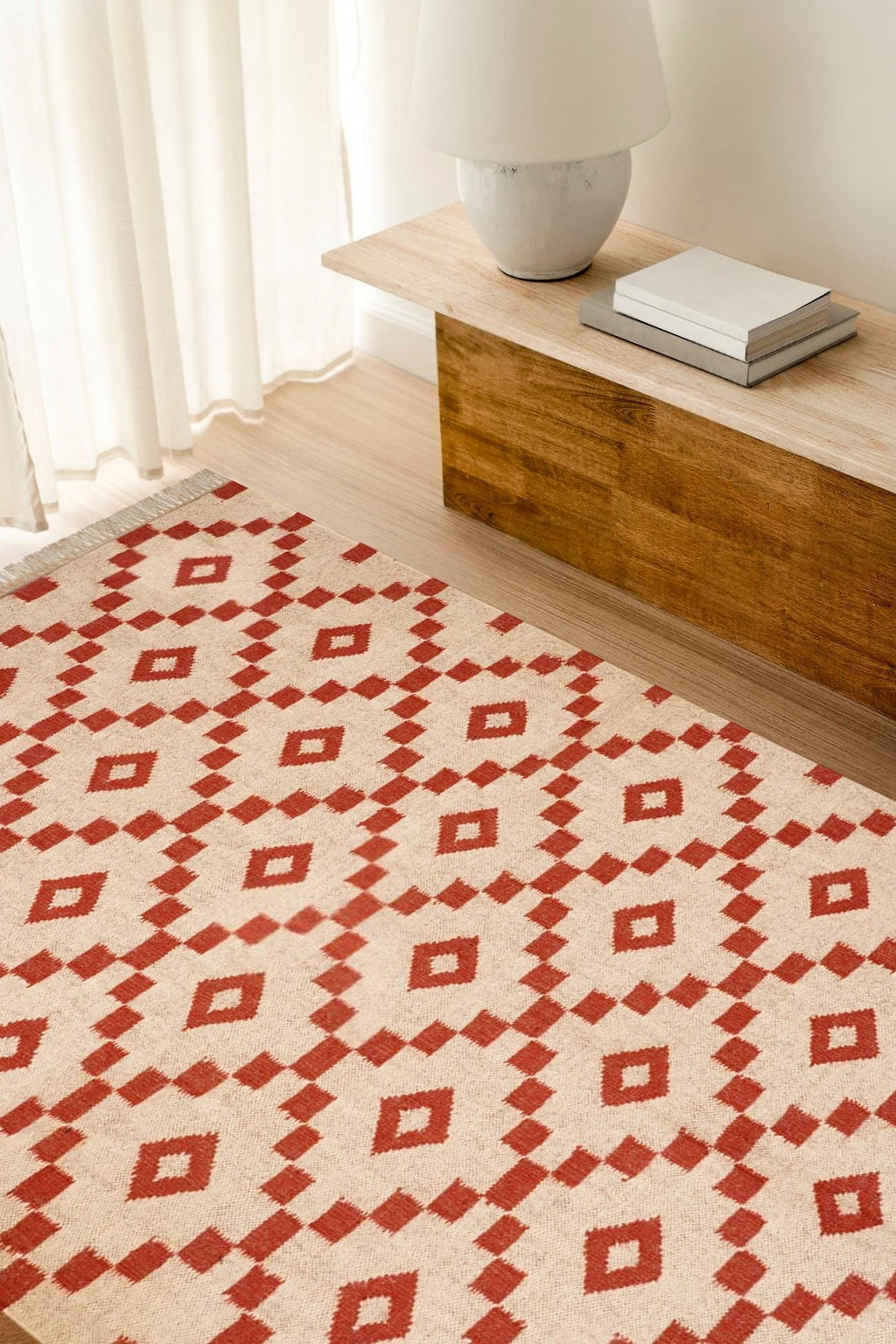 Peruvian Wool Rug, Jute Area Rug, Vintage Kilim Pattern, Handmade Dhurrie Rug, Southwestern Navajo Carpet, Indian Fusion Rug