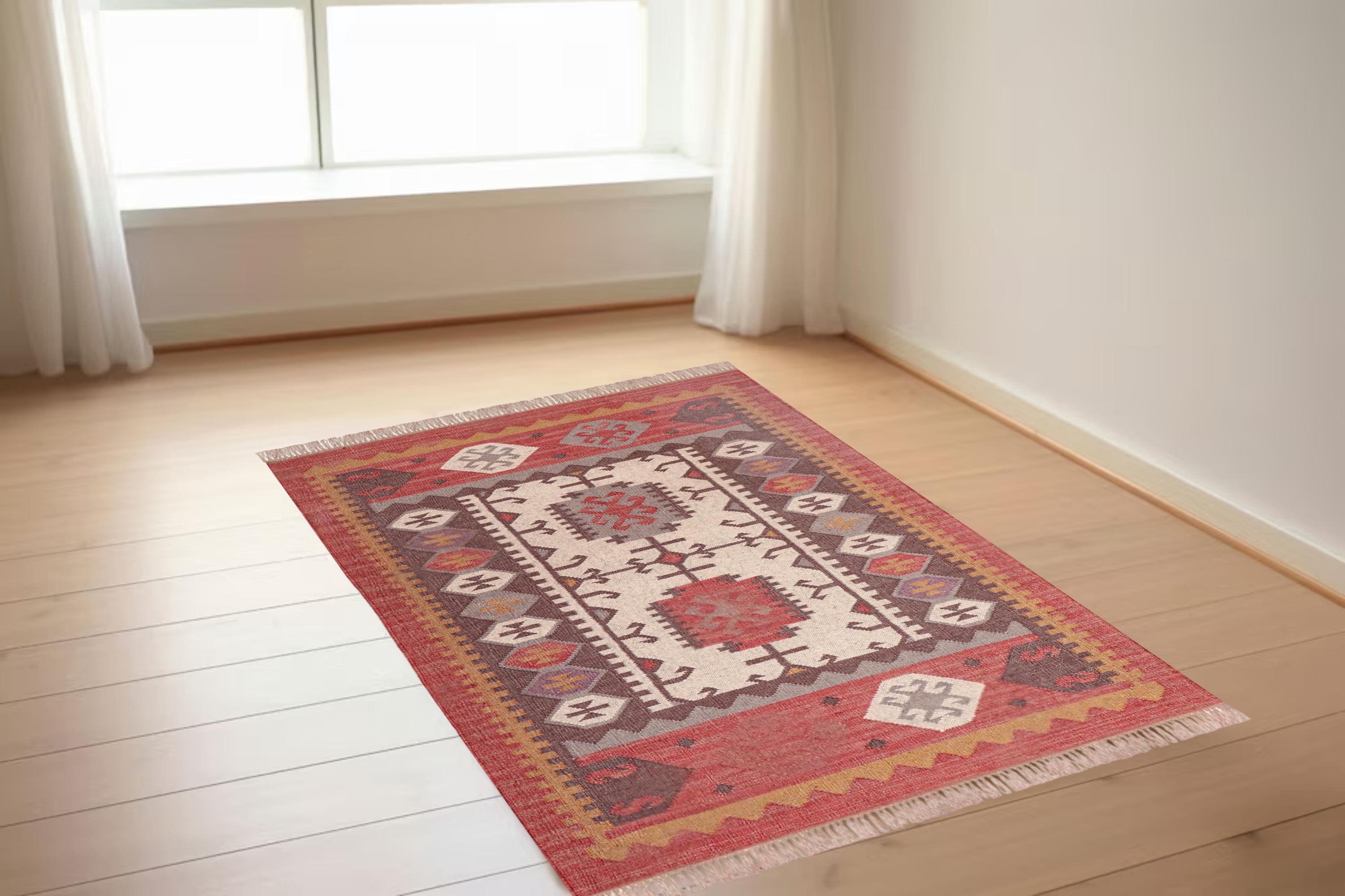 9x12 Ft. Handmade Wool Jute Kilim Rug, Vintage Wool Jute Kilim Rug, Handwoven, Wool and Jute Rug Handmade, Kilim Dhurrie Rug