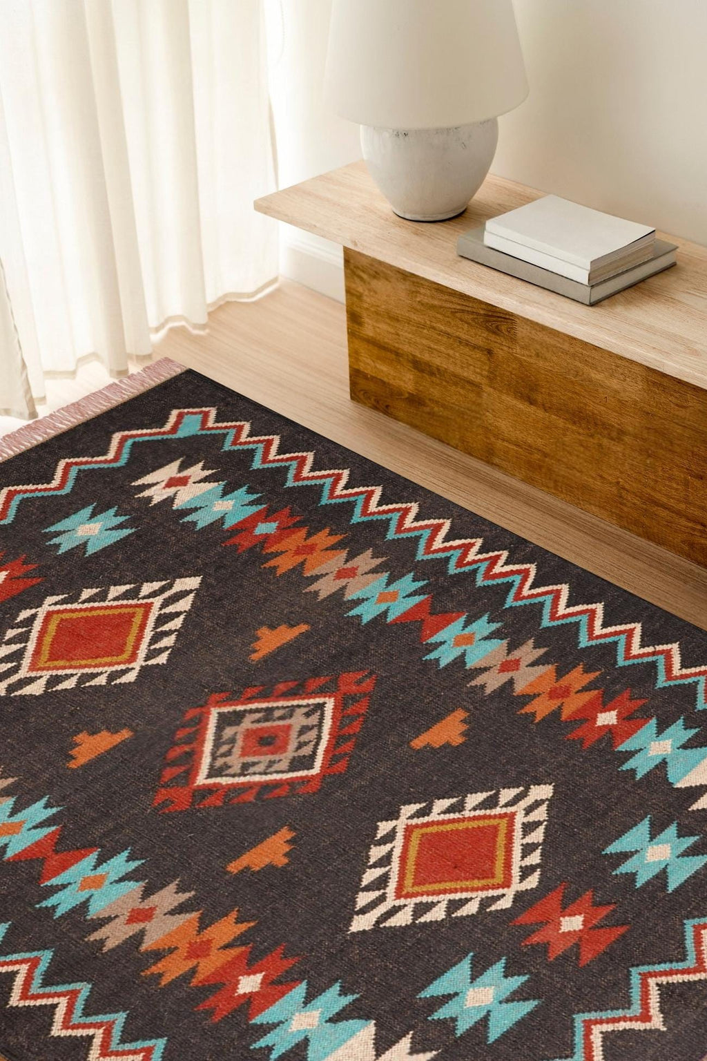 Wool Jute Kilim Rug, Vintage Dhurrie Rug, Handwoven Indian Rug, Traditional Area Rug, Handmade Jute Carpet, Flatweave Rug