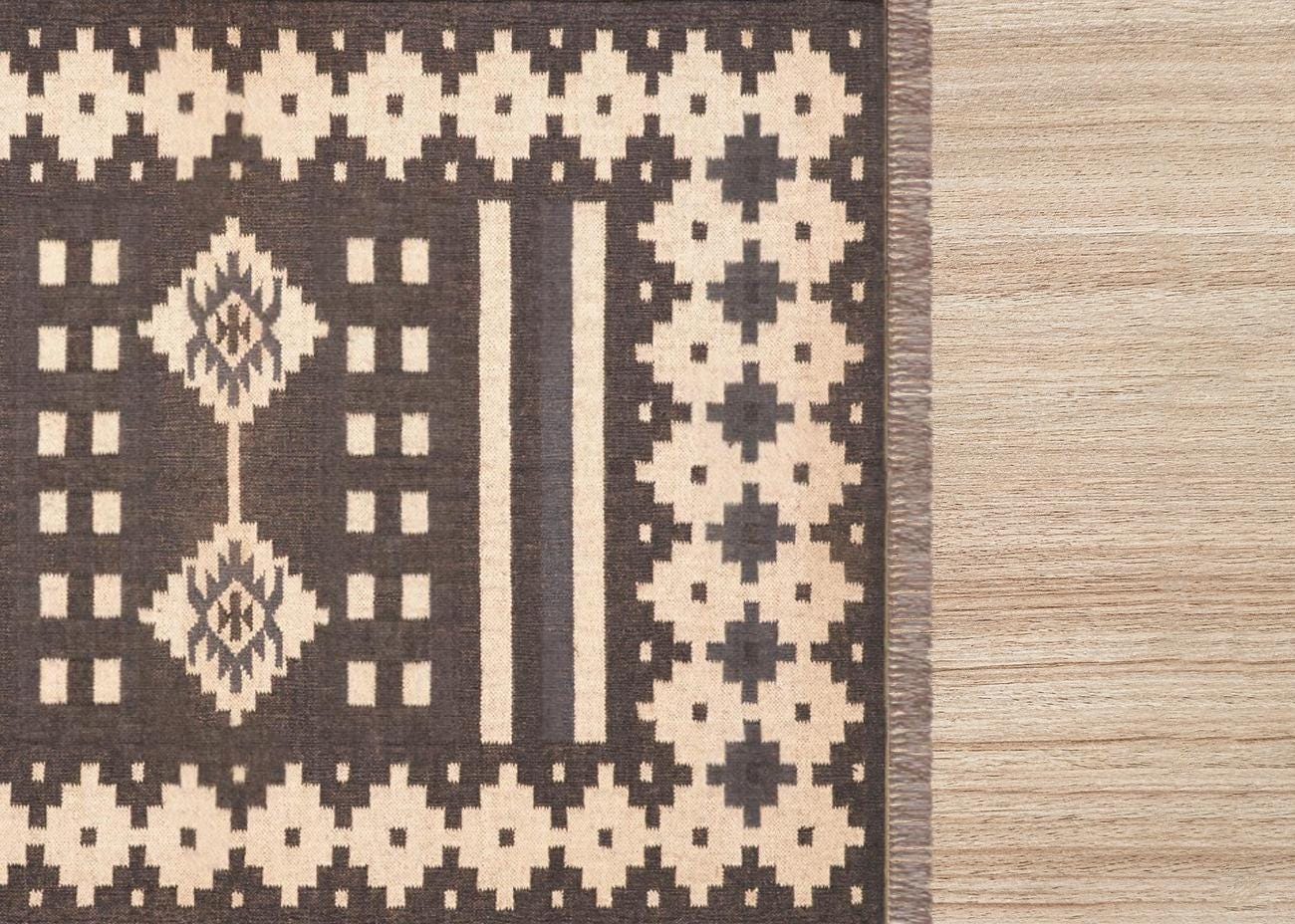 Wool Jute Kilim Rug, Handwoven Jute Rug Flatweave Dhurrie Rug, Bohemian Area Rug, Indian Kilim Carpet, Navajo Custom Rug