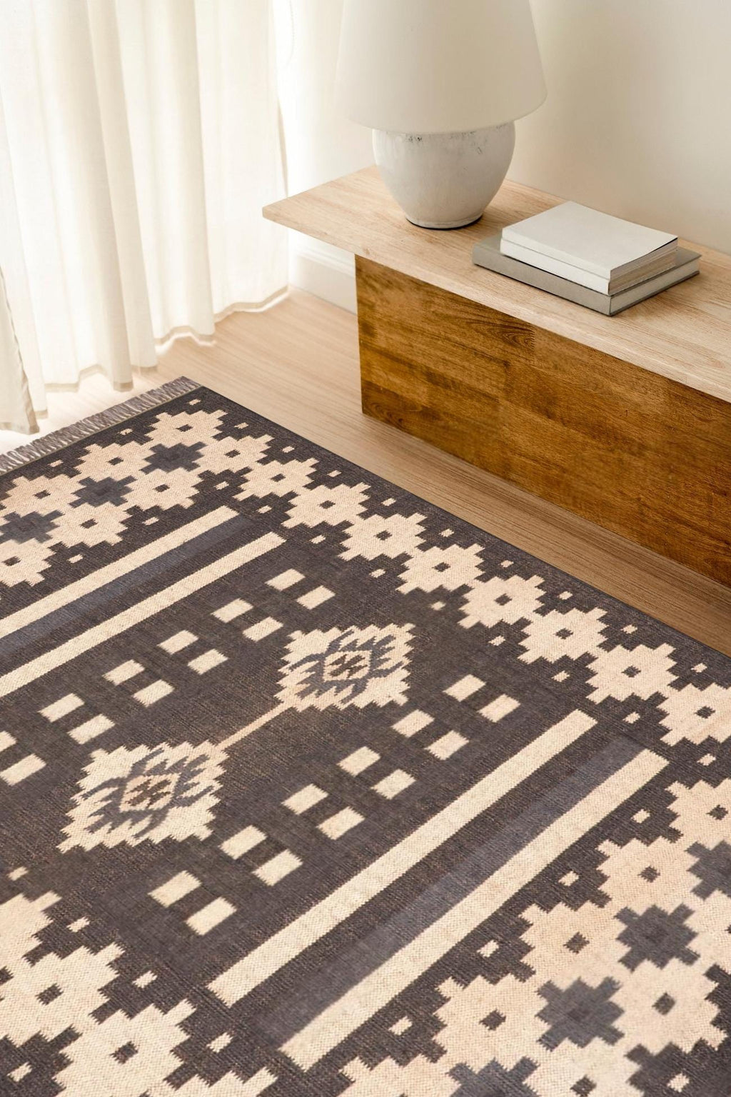 Wool Jute Kilim Rug, Handwoven Jute Rug Flatweave Dhurrie Rug, Bohemian Area Rug, Indian Kilim Carpet, Navajo Custom Rug