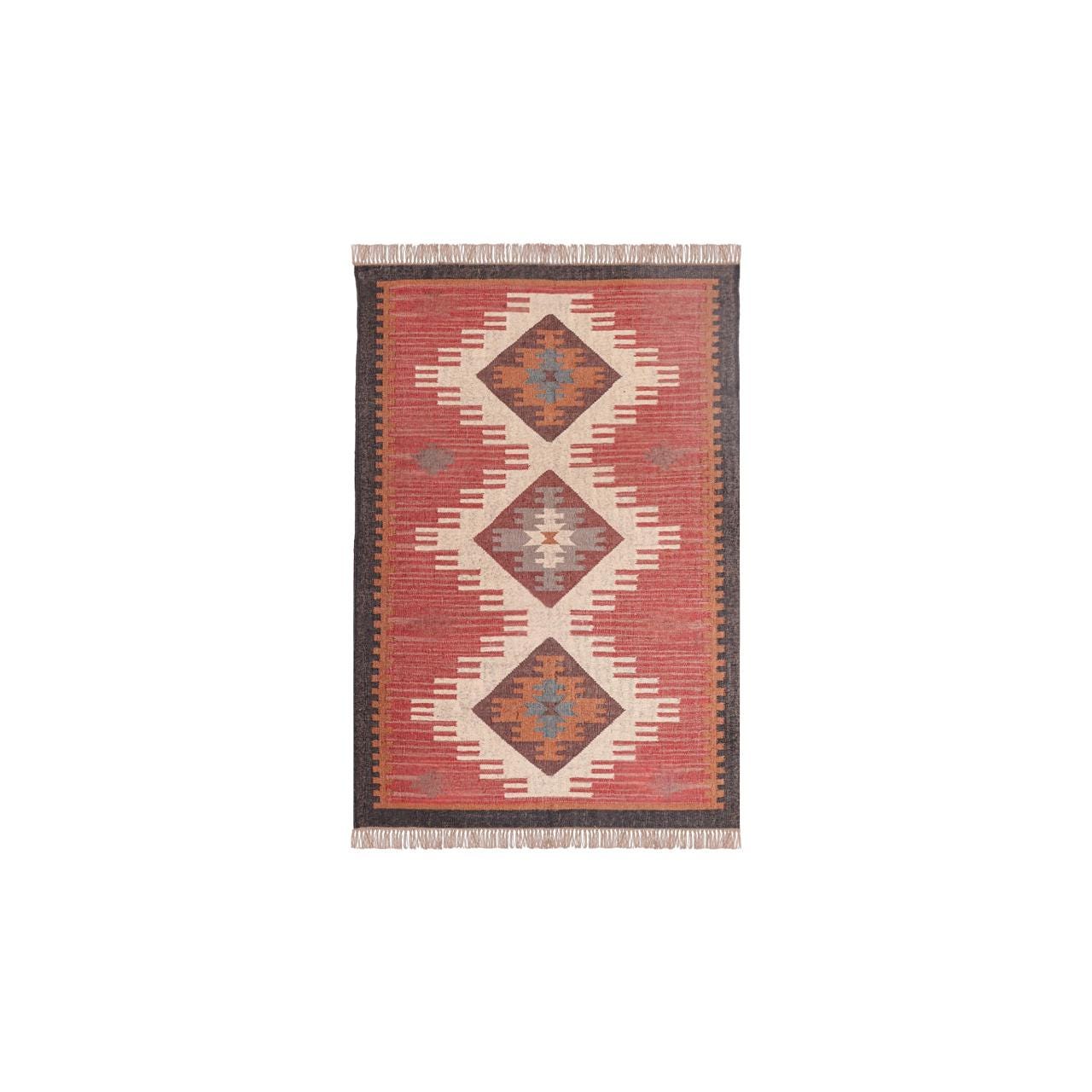 Handwoven Kilim Rug, Wool Jute Dhurrie, Gray Vintage Rug, Oriental Runner, Traditional Indian Carpet, 4x12 Ft Area Rug, Chic Home Decor