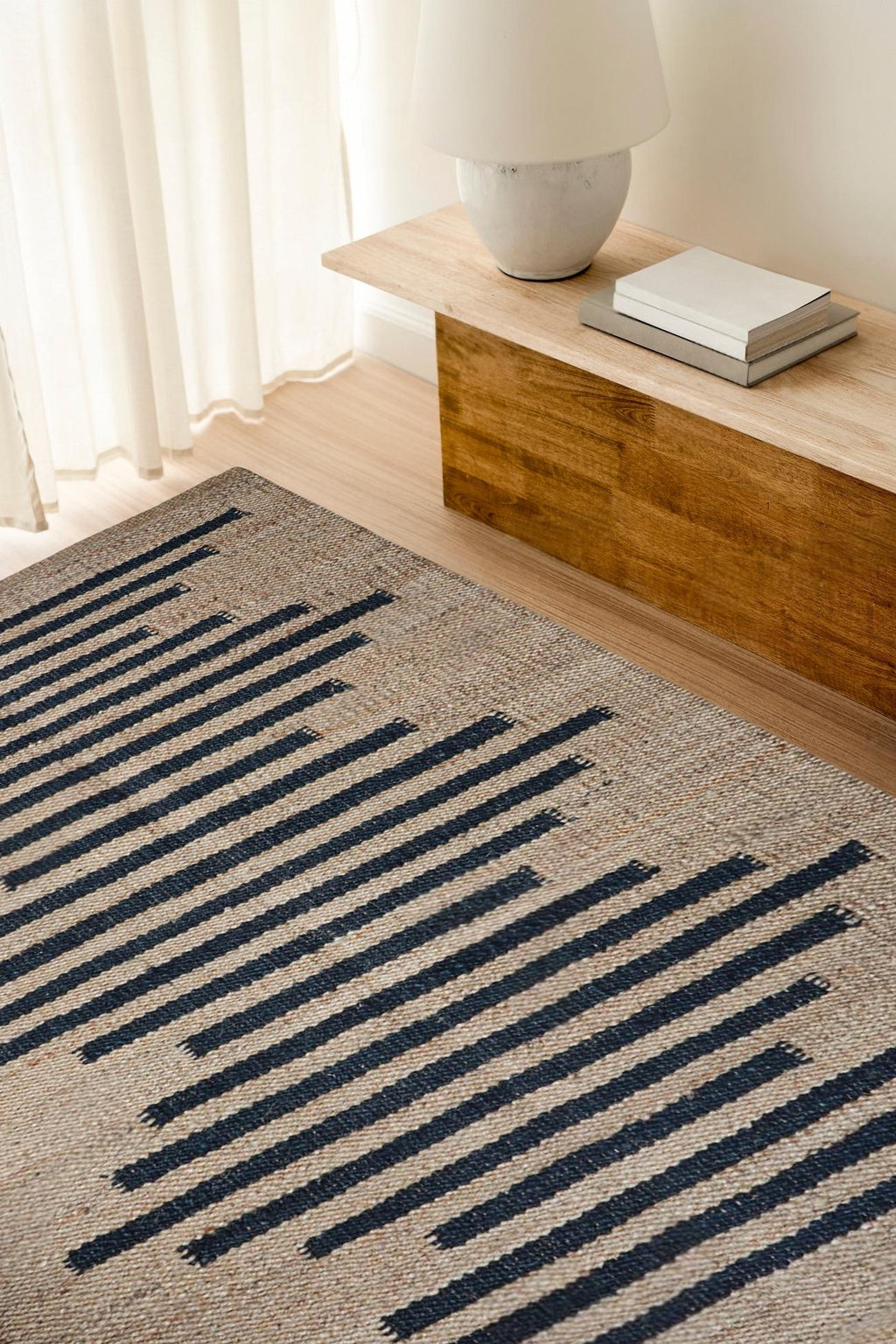 Jute Hemp Area Rug, Black Stripes Rug, Custom Size Bohemian Carpet, Handwoven Natural Fiber Rug, Home Decor Floor Rug, Eco Friendly Jute Rug