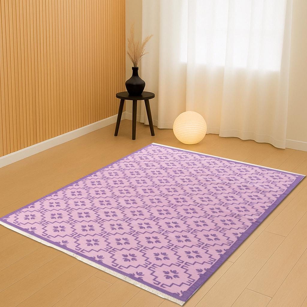 Cotton Flatweave Rug, Handwoven 8x10 Rug, Modern Reversible Rug, Sage Striped Durrie, Handmade Area Rug, Skyline Cotton Carpet