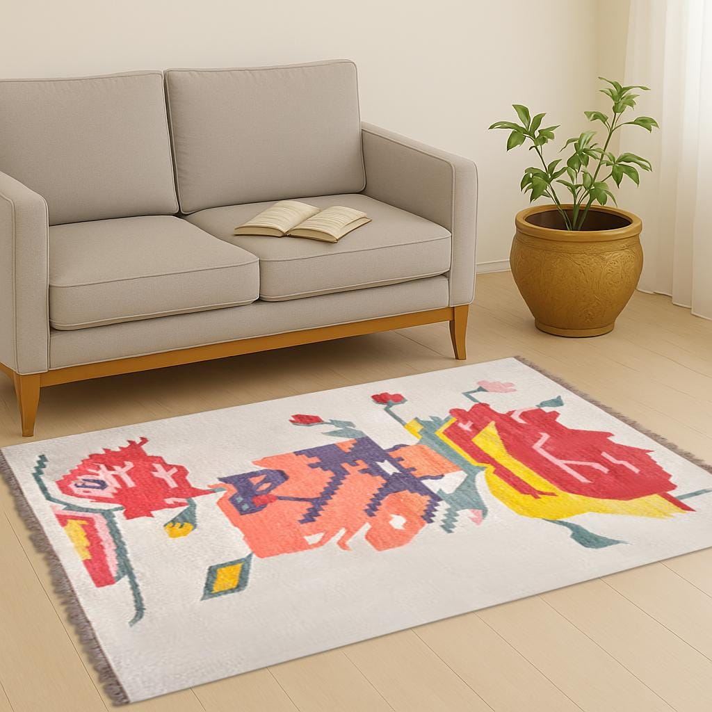 Handmade Wool Kilim Rug, Kilim Rug, Handwoven, Wool and Jute Rug Handmade, Handmade Navajo Kilim Rug, Aztec Rug,