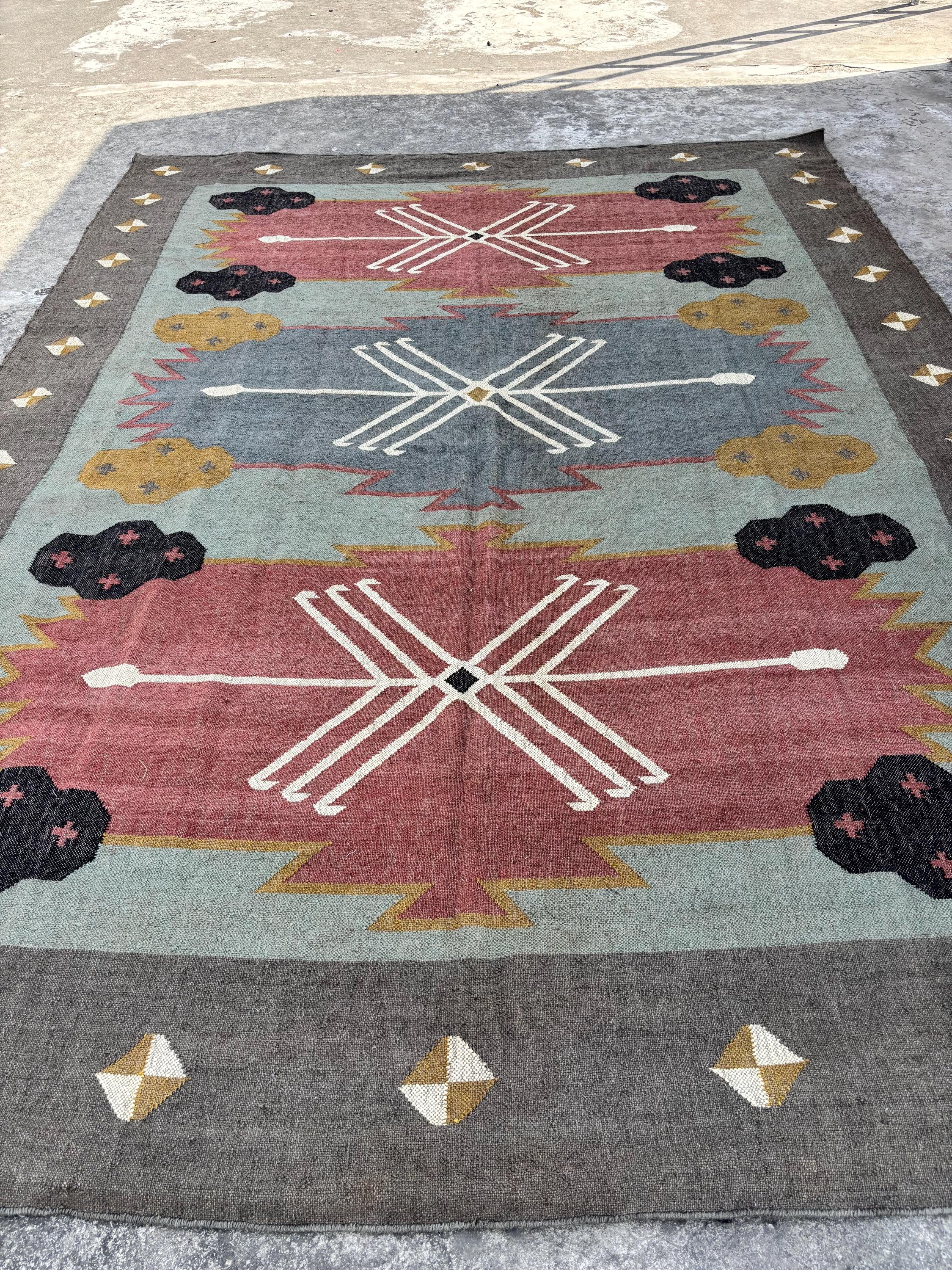 Handwoven Jute Kilim Rug 6x4 ft, Jute Kilim Rug 5x8 ft, 8x10 ft. Handmade Wool Jute Kilim Rug, 5x8,9x12 ft Kilim Rug Handwoven