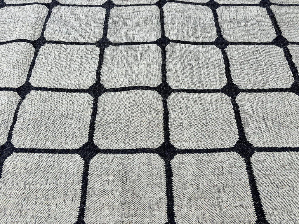 Bohemian Jute Rug, Checker Jute Carpet, Handwoven Farmhouse Floor Mat, Natural Wool Jute Rug, Earthy Boho Home Decor, Grid Area Rug