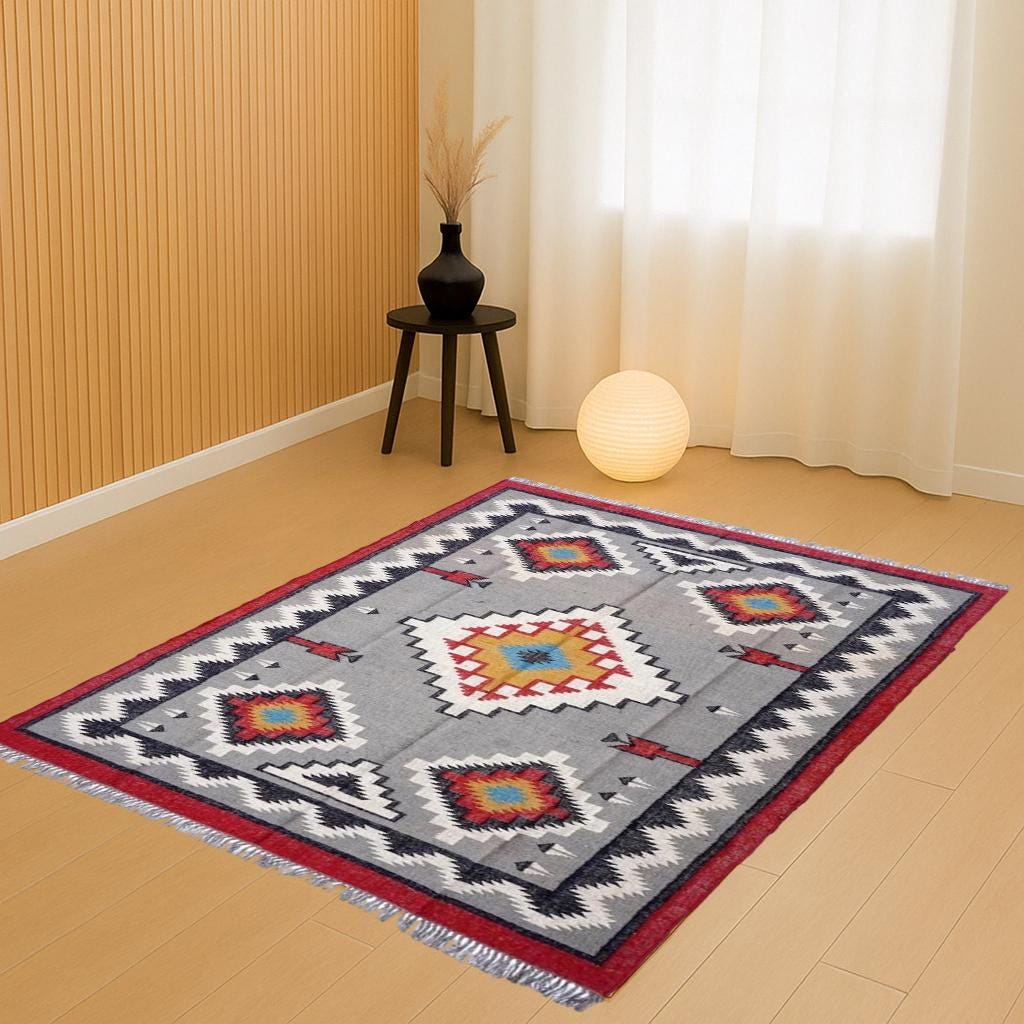 Handmade Kilim Rug, Wool Jute Rug, Antique Kilim Carpet, Living Room Rug, Dining Room Rug, Bedroom Rug, 4x6 5x8 6x9 8x10 9x12