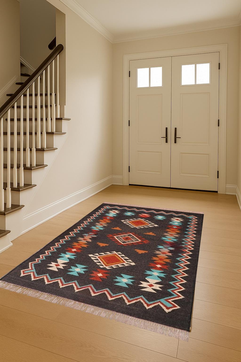 Black Area Rug, Custom Floor Rug, Living Room Rug, Bedroom Rug, Kitchen Rug, Dining Table Carpet, Home Decor Rug, Modern Style Rug