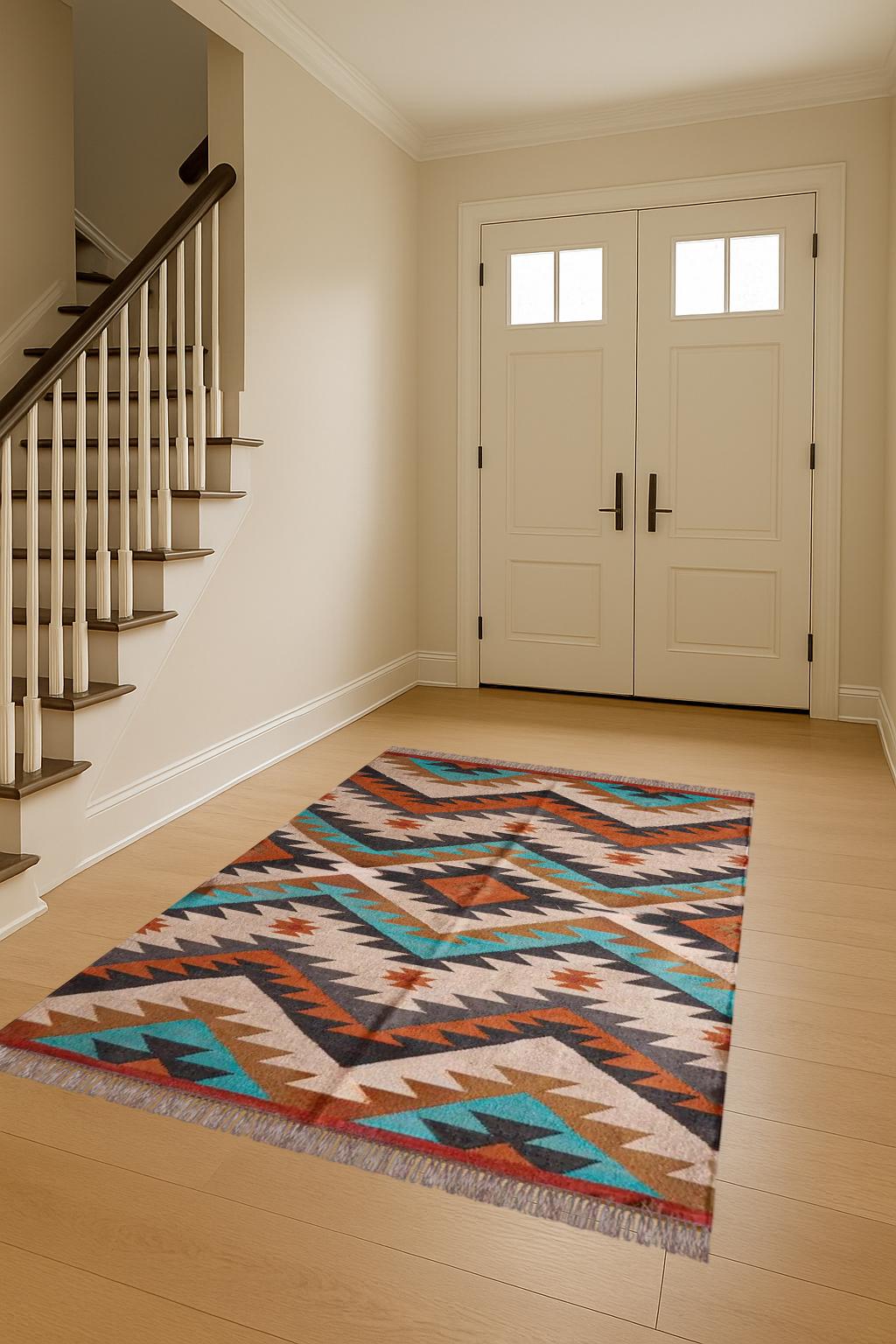 Handmade Wool Rug, Jute Kilim Rug, Navajo Aztec Rug, Black Gold Rug, Large Area Rug, Indoor Outdoor Carpet, 7x10 8x10 9x12 10x14