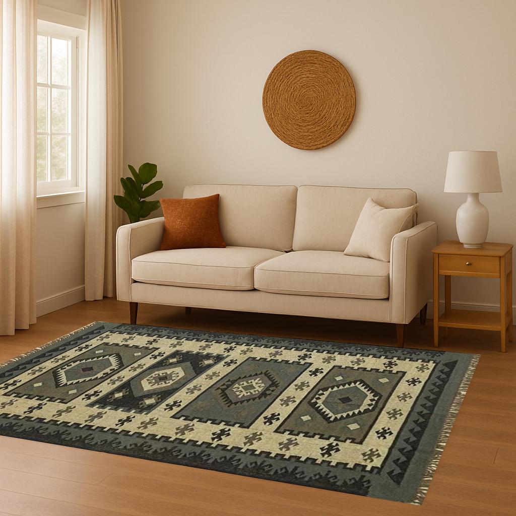 Handmade Kilim Rug, Jute Wool Rug, Large Turkish Rug, Grey Area Rug, Extra Large Outdoor Kilim, Living Room Carpet, 5x8 6x8 8x10 12x15