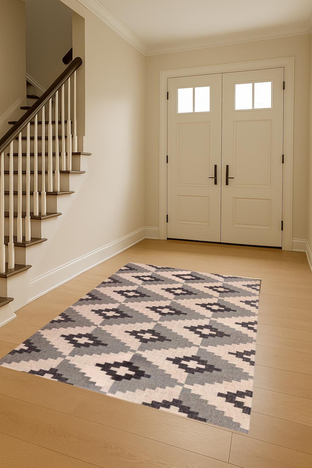 6x9 Feet Handmade Wool Jute Rug, Navajo kilim Rug, Black Gold kilim carpet, Black & White Rug, Outdoor/ Indoor Rug/ Living Room Rug