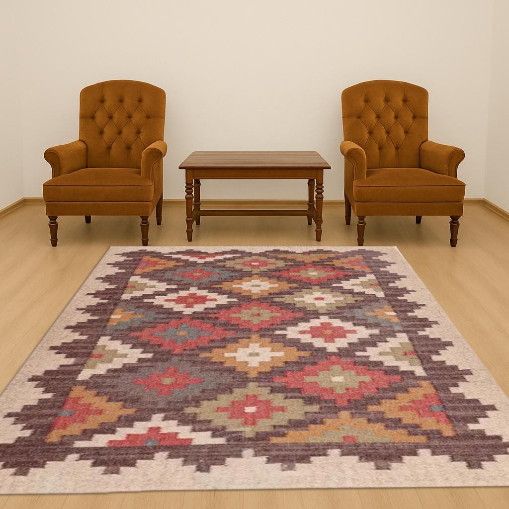 5x8 Ft Wool Jute Kilim Rug, Handwoven Turkish Kilim Rug, Home Décor Rug,