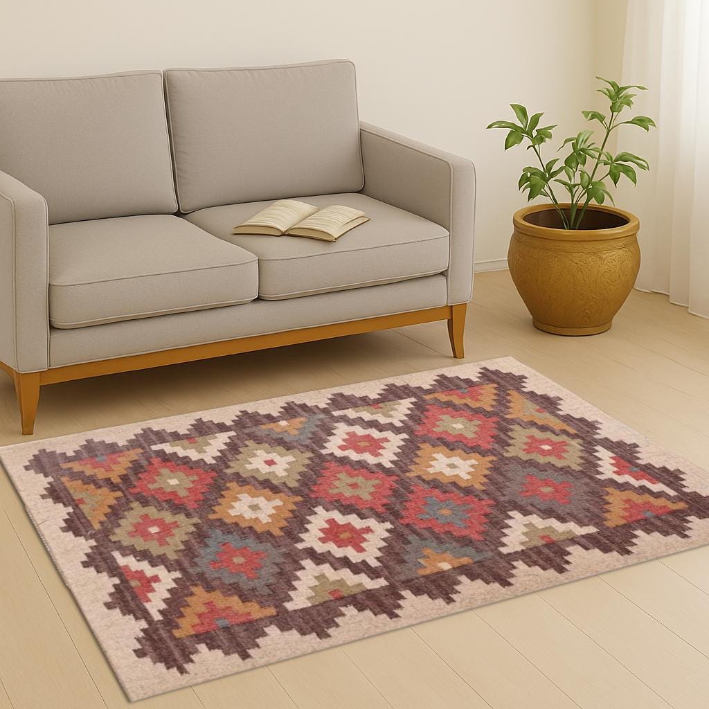 8x10, 9x12 Ft Wool Jute Kilim Rug, Handwoven, Wool and Jute Rug Handmade, Multicolour Wool Jute Kilim Rug, kilim Area Rug, Wool And Jute Rug