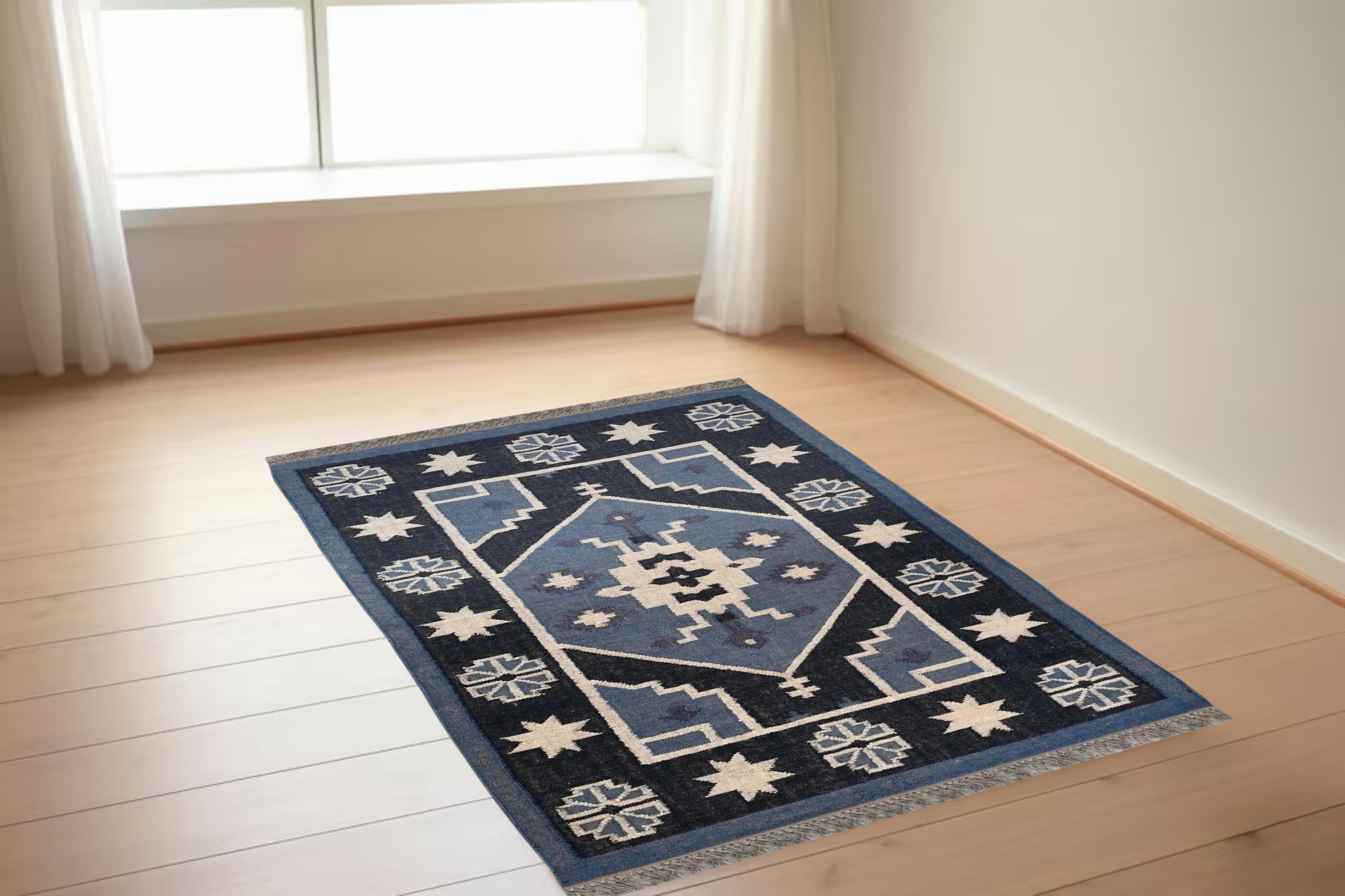Handmade Wool Kilim Rug, Modern Navajo Kilim Runner Rug, wool jute Kilim Rug, Aztec Rug, Accent Rug, Outdoor/Indoor Rug, Bedroom Rug