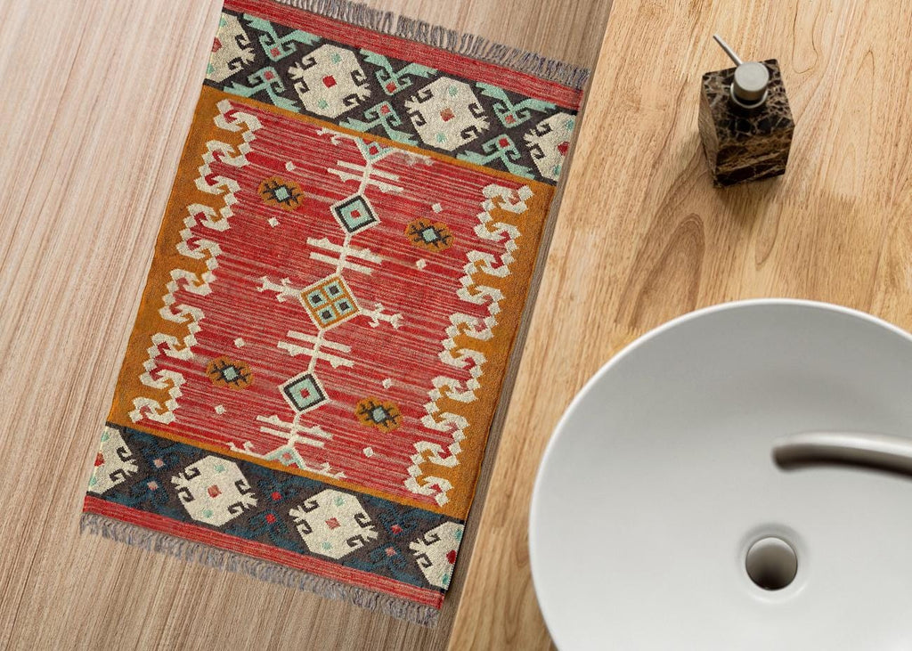 Handwoven Wool Jute Rug, Kilim Rug, Bohemian Indian Jute Rug, Moroccan Rug,  Boho Jute Rug Southwestern Nordic Kilim Rug, Turkish Kilim